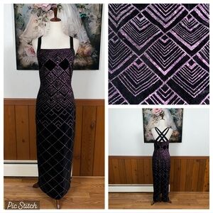 Beautiful Vintage 90s CDC Glitter Velvet Prom Gown!